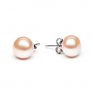 Cercei perle naturale roz piersica 10 mm si argint DiAmanti EFB10-N_P-G (Argint 925‰ 0,5 g.)